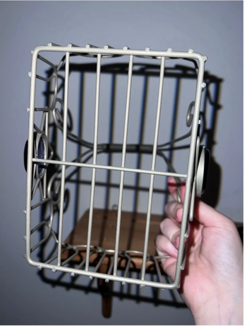 Vtg Celestial Wire Basket with Blue Glass Moon 90s WhimsyGoth
